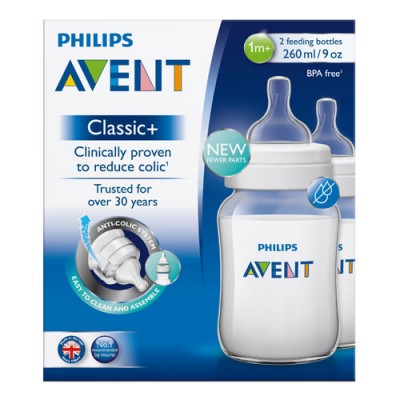 AVENT 新安怡 奶瓶 260ml 2只装 自带1个月+的奶嘴